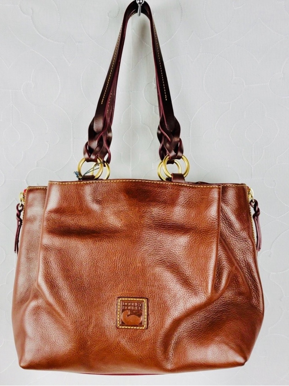 Dooney & Bourke Brown Leather Tote with Braided Handles